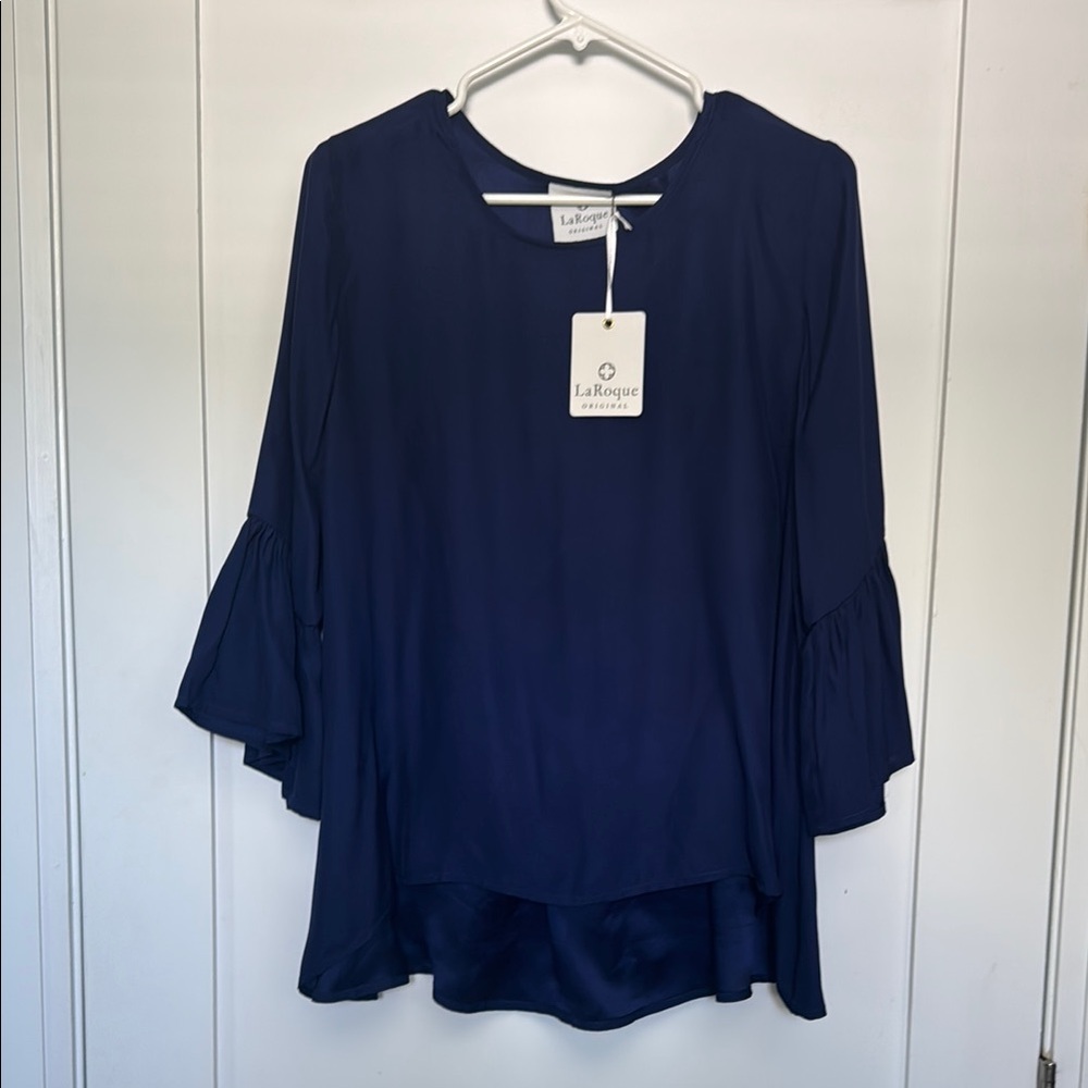 Rouge Helium Blue Bell Sleeve Blouse